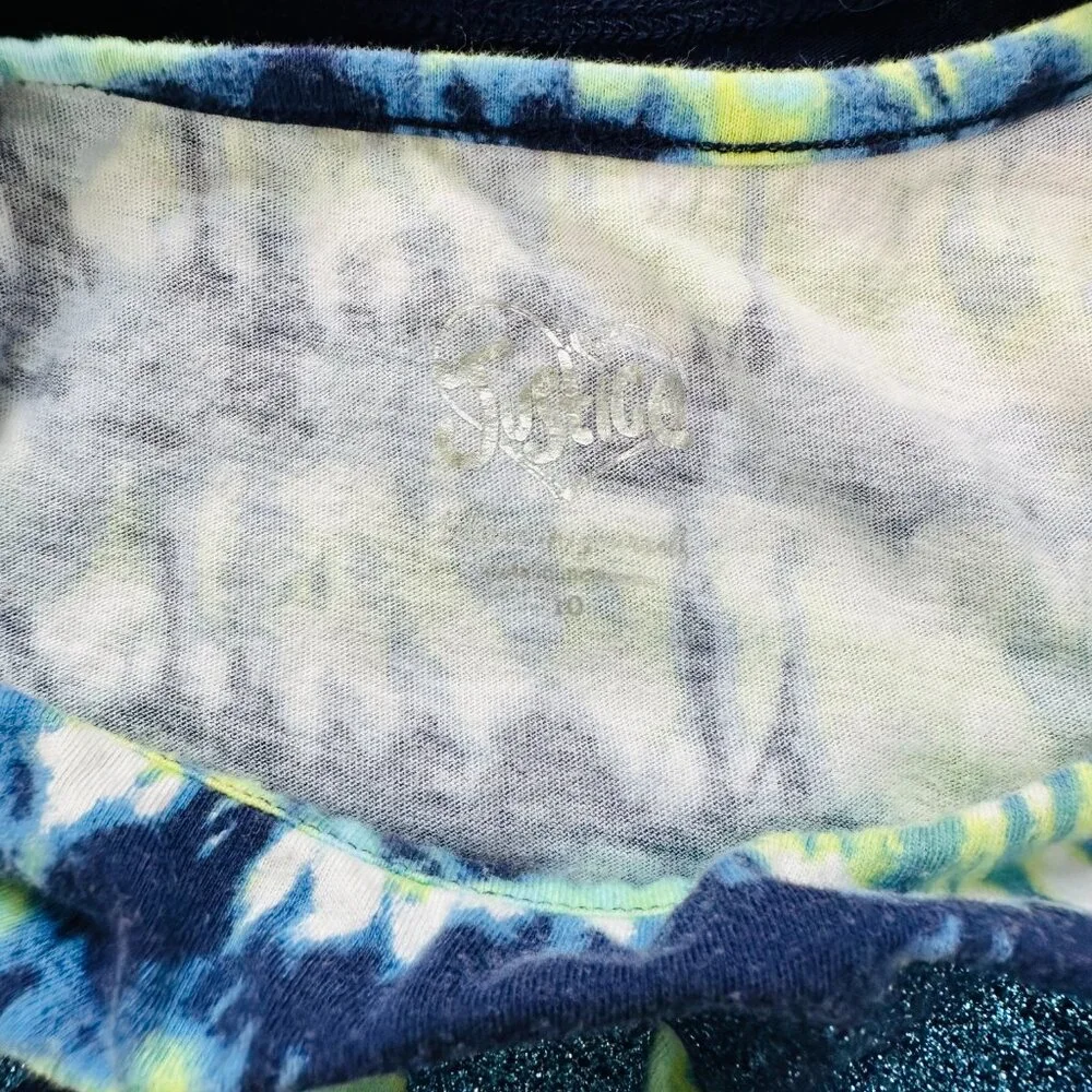 Justice Size 10 Tie Dye Peace Sign Dress Fringe Vest Blue Hippie Boho Style